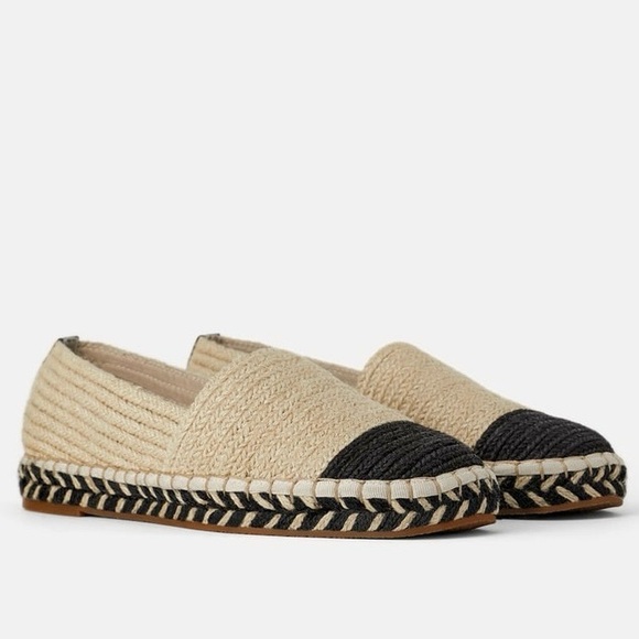 NWOT Zara Trafaluc Espadrille Jute Slip-On Loafers Size 39/US 8 - Picture 1 of 16